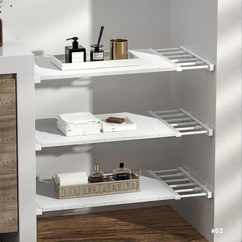 Prateleira Organizadora Ajustável para Armário | Space-Saving Cozinha e Roupeiro – Lumia