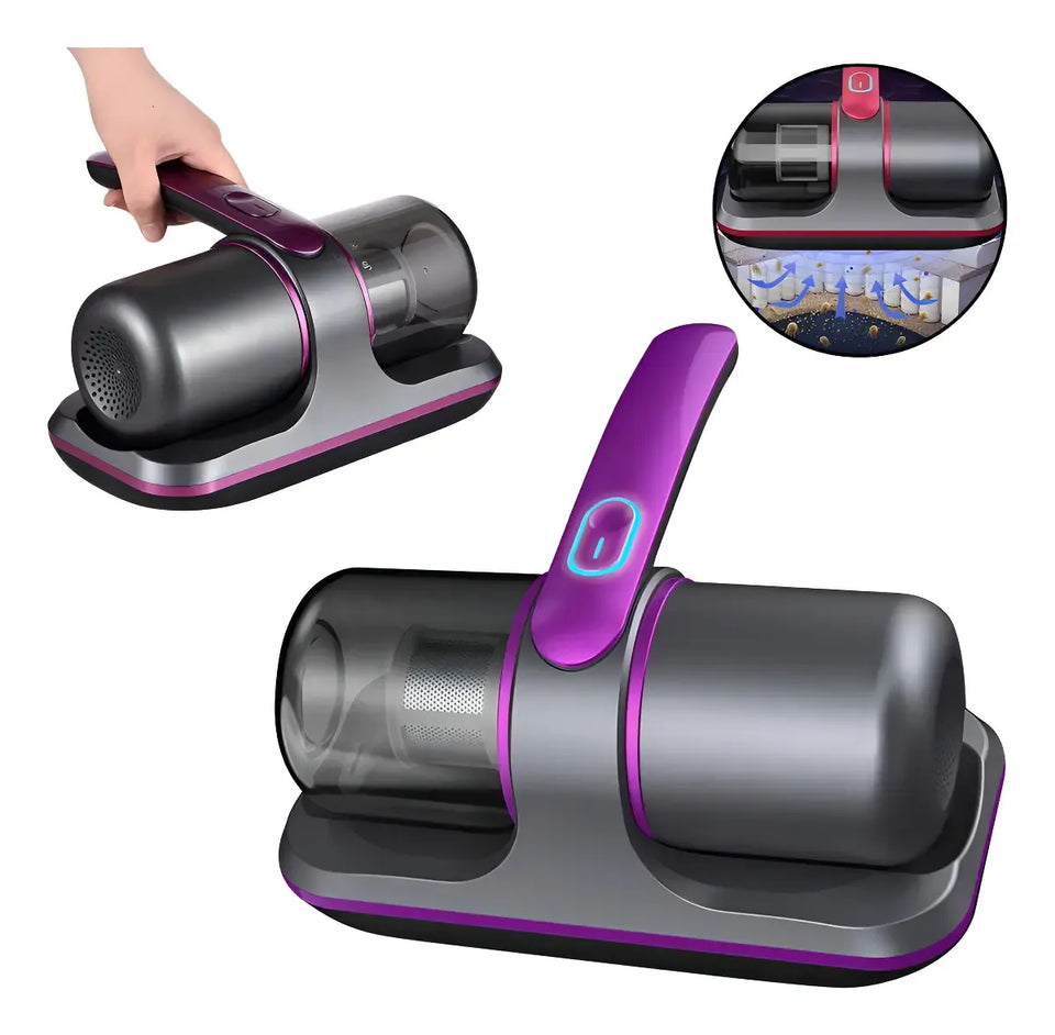 Aspirador Anti Ácaro Portátil Sem Fio Com Luz Uv Filtragem Cor Cinza/roxo